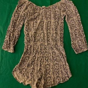 White and dark purple romper